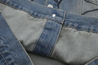 Spiderweb Graffiti Oversize Denim Jacket WN11136