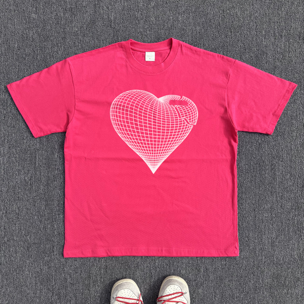 Heart Line Art Design Short Sleeve T-Shirt WN15825