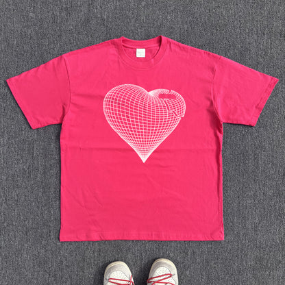 Heart Line Art Design Short Sleeve T-Shirt WN15825
