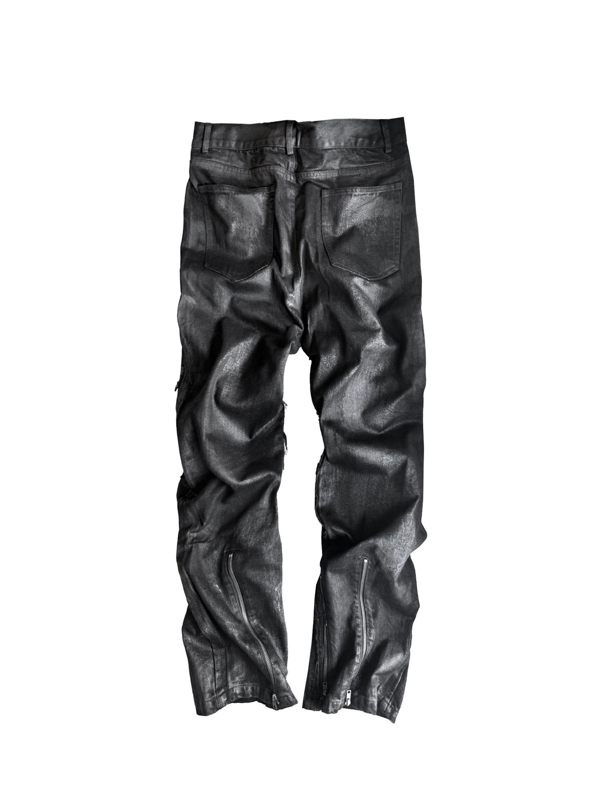Lace-Up U-Shaped Seam Zipper Fly Straight Denim Jeans WN27070