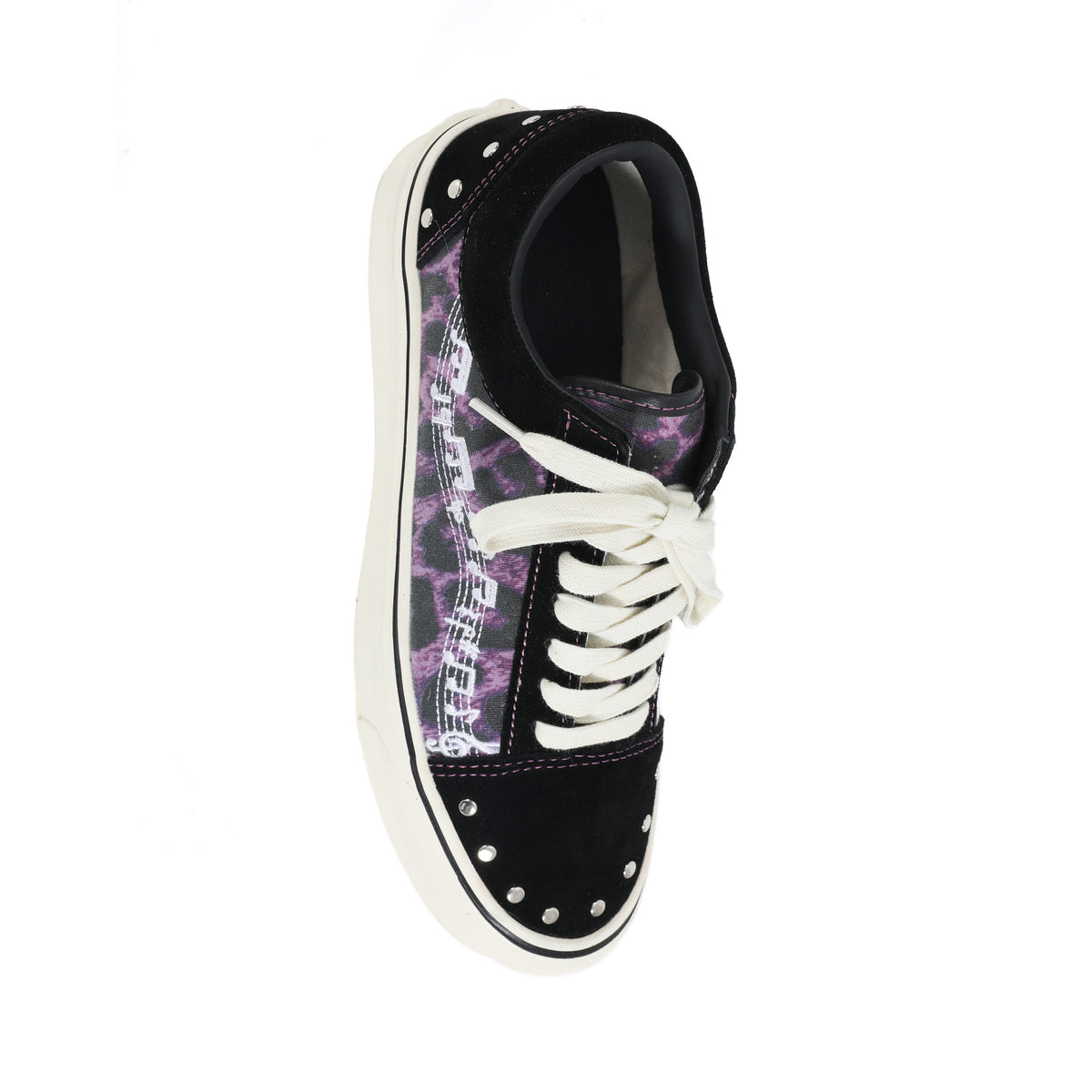 Low-Top Lace-Up Studs Detail Graphic Print Sneakers WN27214