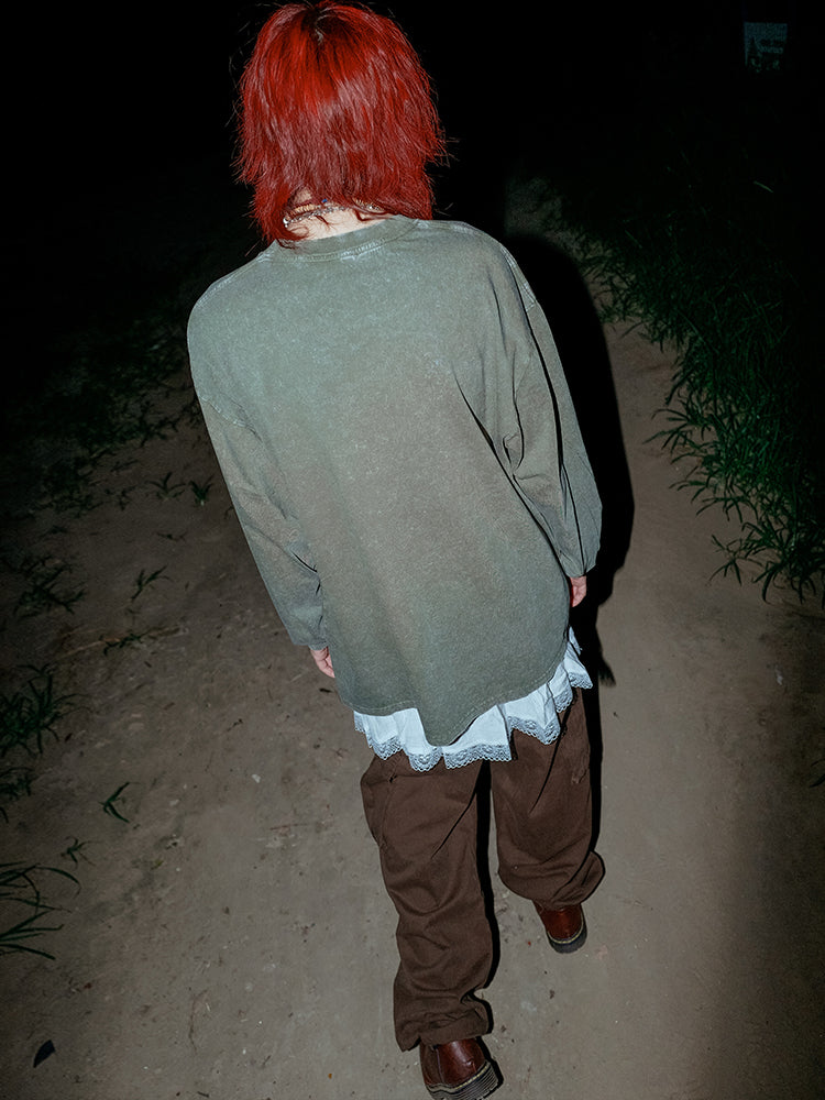 Washed Punk Oversize Long Sleeve T-Shirt ＆ Short Sleeve T-Shirt WN15888