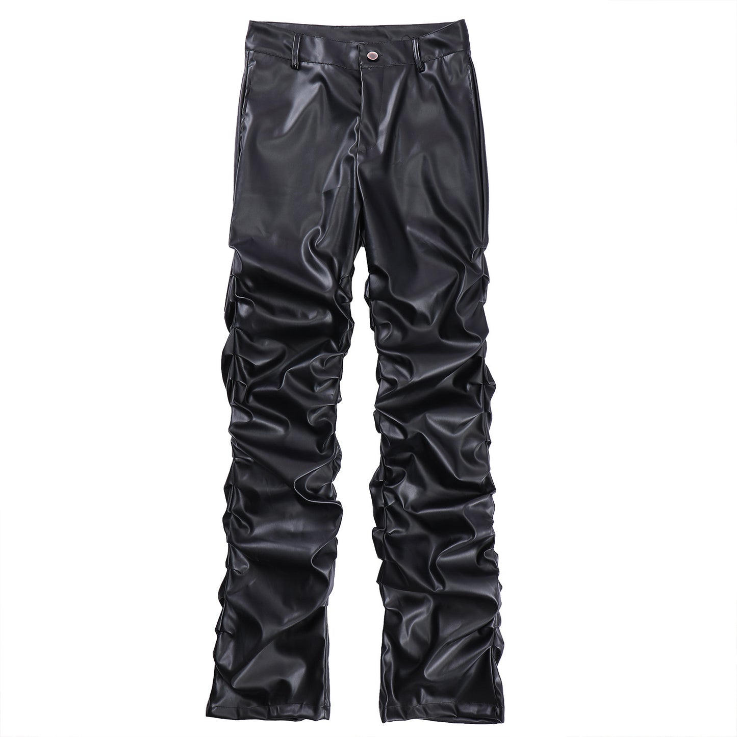 PU Leather Pleats Straight Pants WN25754