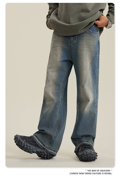 Washed Damage Flare Denim Jeans WN6415