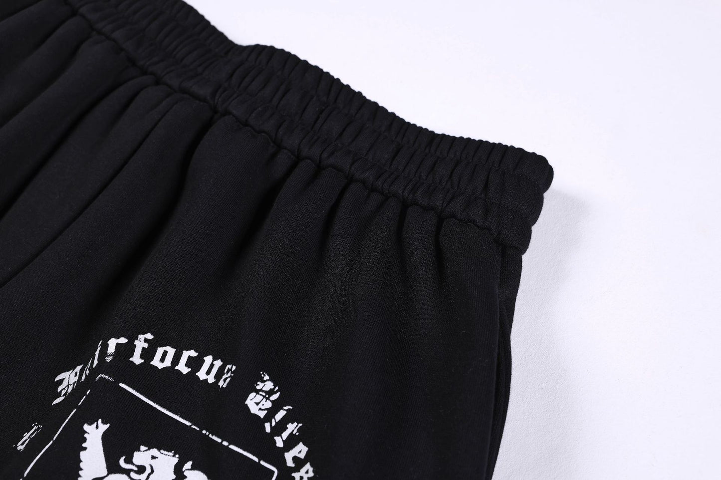 Graphic Print Panel Curved Wide Leg Sweatpants WN25931