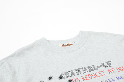 Illustration Letter Print Short Sleeve T-Shirt WN25402