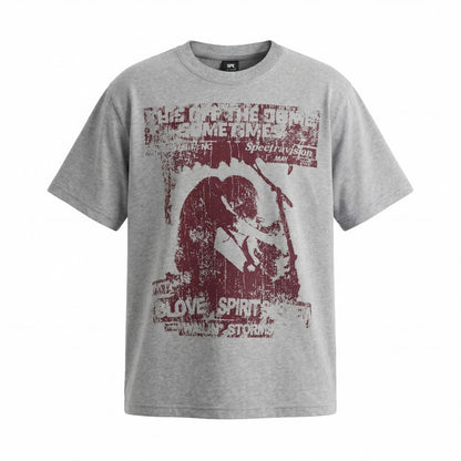 Rock Graphic Print Drop-Shoulder Oversize Short Sleeve T-Shirt WN27931