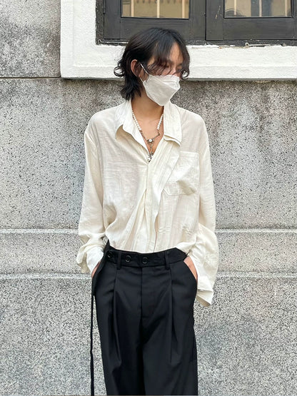 Pleats Oversize Long Sleeve Shirt WN19962