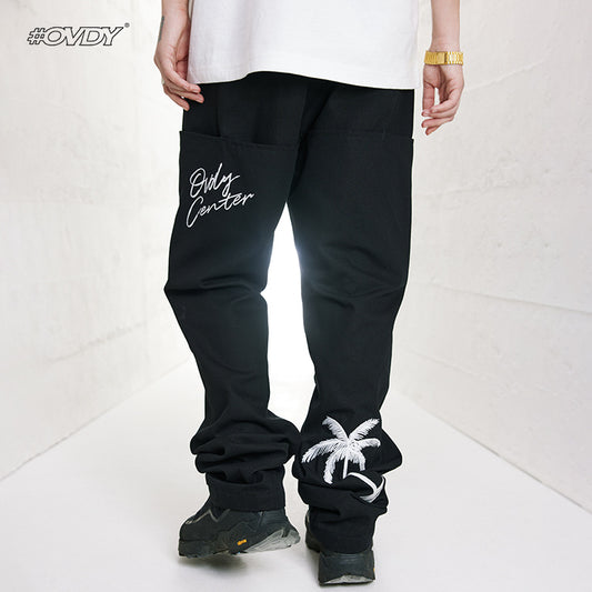 Embroidery Straight Cargo Pants WN12550