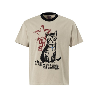 Painting Cat Graphic Short Sleeve T-Shirt WN26051