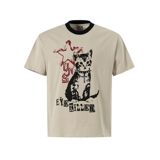 Painting Cat Graphic Short Sleeve T-Shirt WN26051