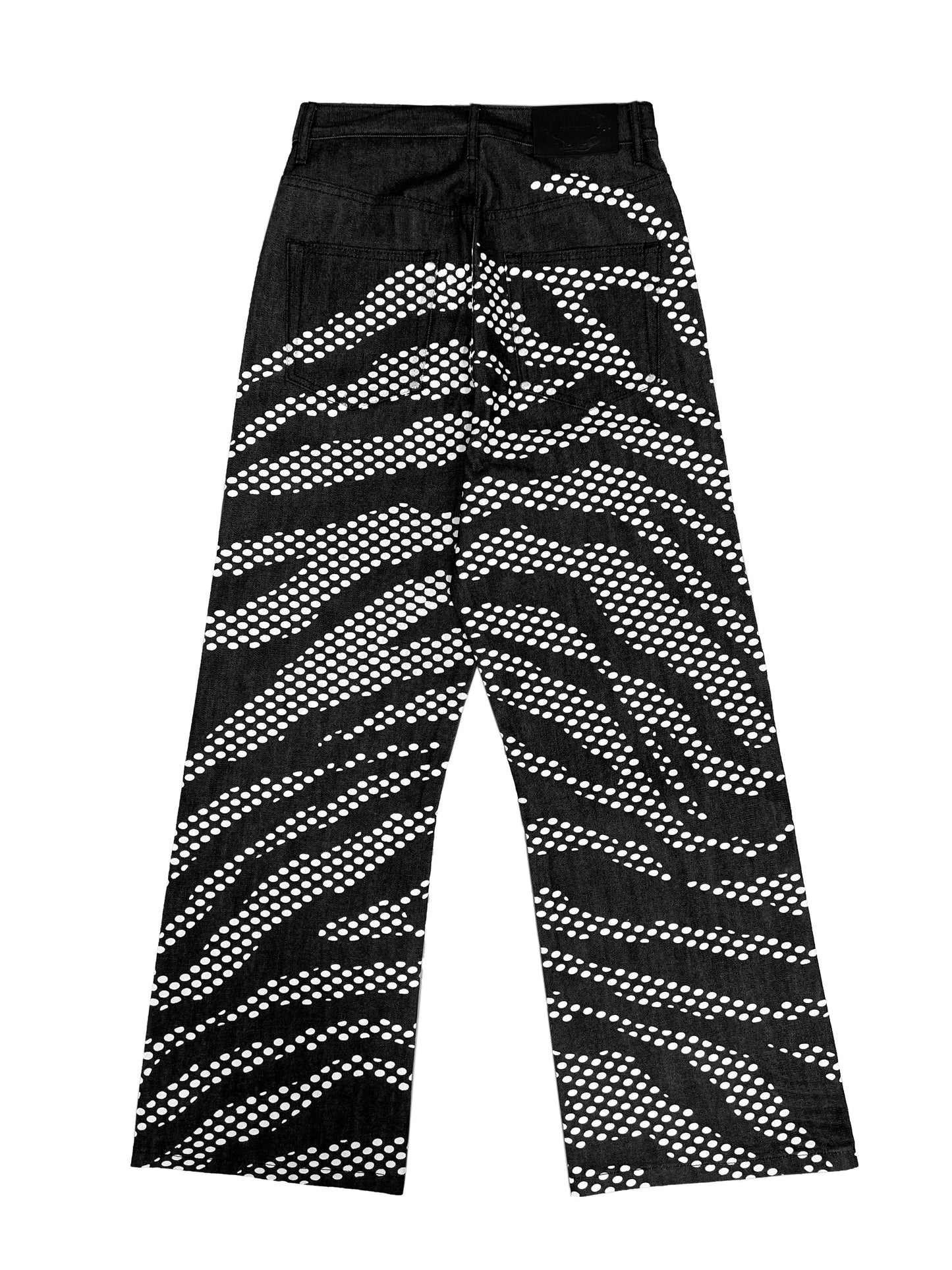 TIGER Dot Print Wide Leg Straight Denim Jeans WN19059