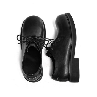 Lace Up Plain PU Leather Round Toe Shoes WN24563