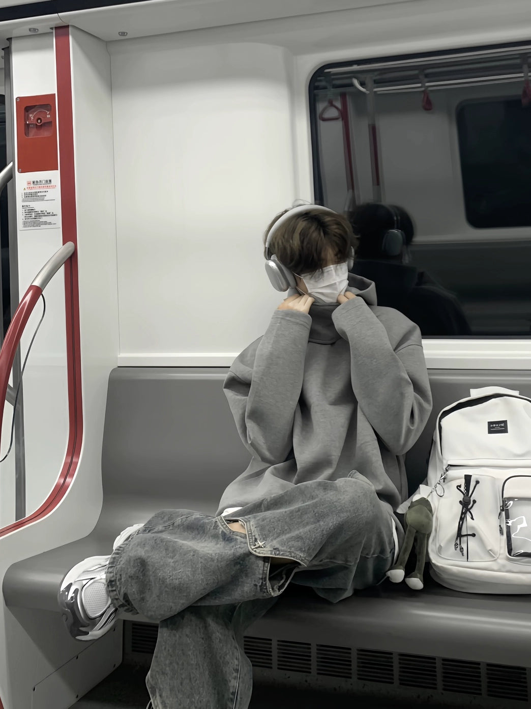 High-Neck Oversize Pullover Hoodie WN19846