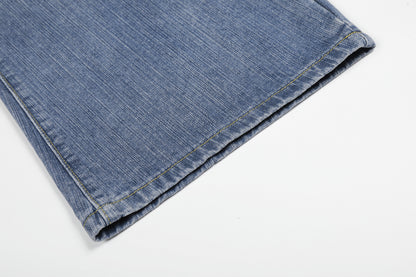 Washed Logo Embroidery Wide Leg Denim Jeans WN25548