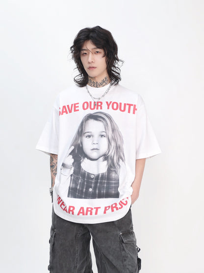 Portrait Print Oversize Short Sleeve T-Shirt WN24489