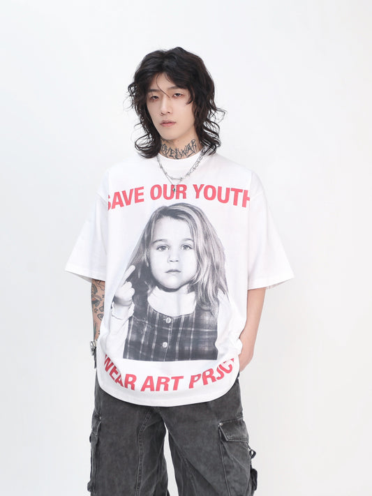 Portrait Print Oversize Short Sleeve T-Shirt WN24489