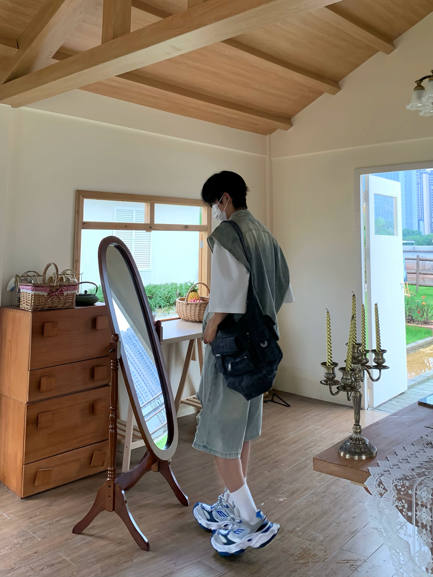 Washed Denim Vest & Damage Denim Half Jeans Setup WN19819