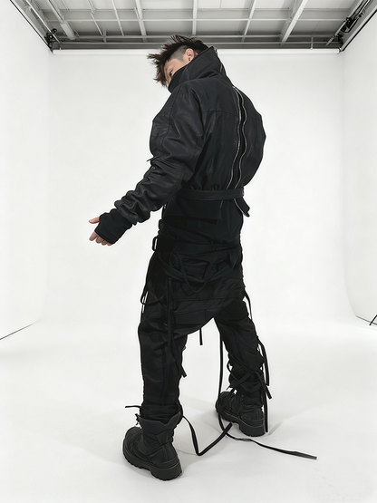 Asymmetric Zipper High-Neck Waxed Jacket WN22007