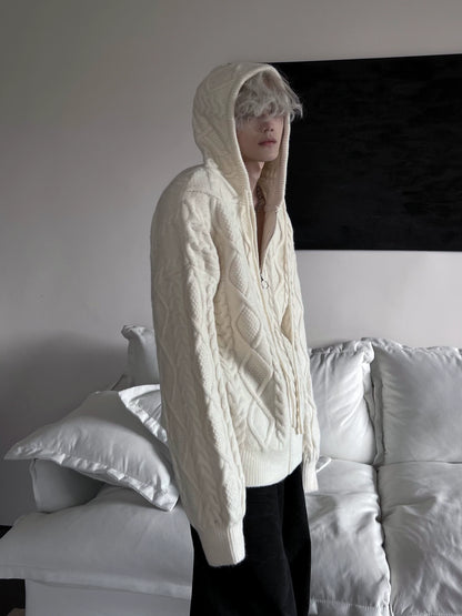 Thick Hooded Knit Cardigan WN10812