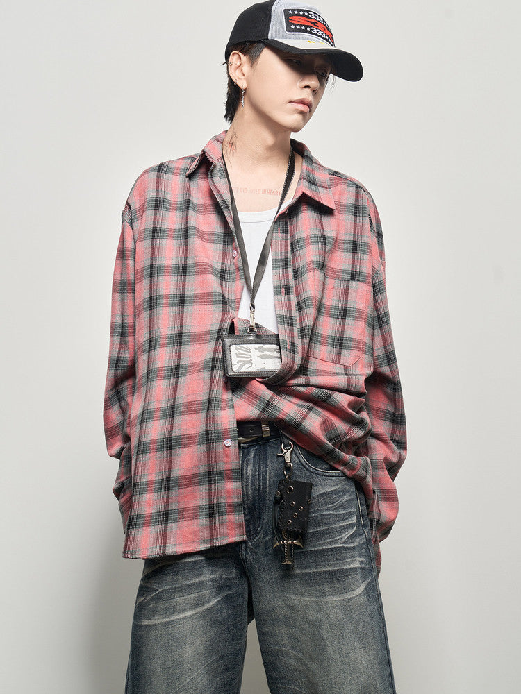 Plaid Oversize Long Sleeve Shirt WN22945