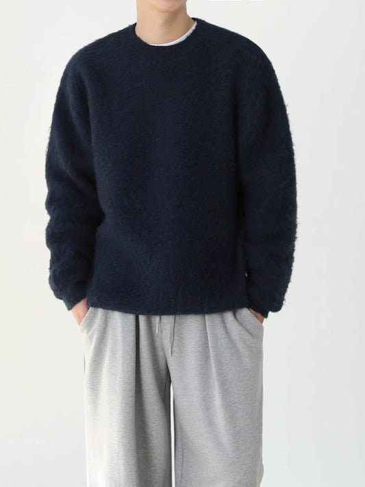 Round Neck Oversize Plush Knit Sweater WN6691