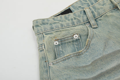 Washed Wide Leg Curved Denim Jeans WN23032