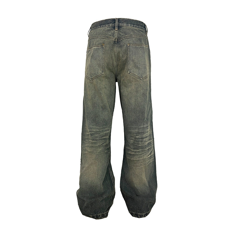 Wash Mud Stained Micro Flare Denim Jeans WN8497