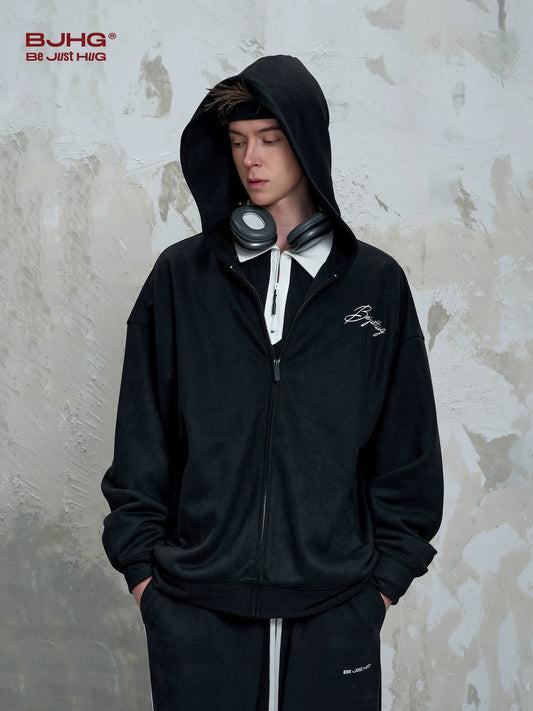 Suede Zipper Hoodie WN13168