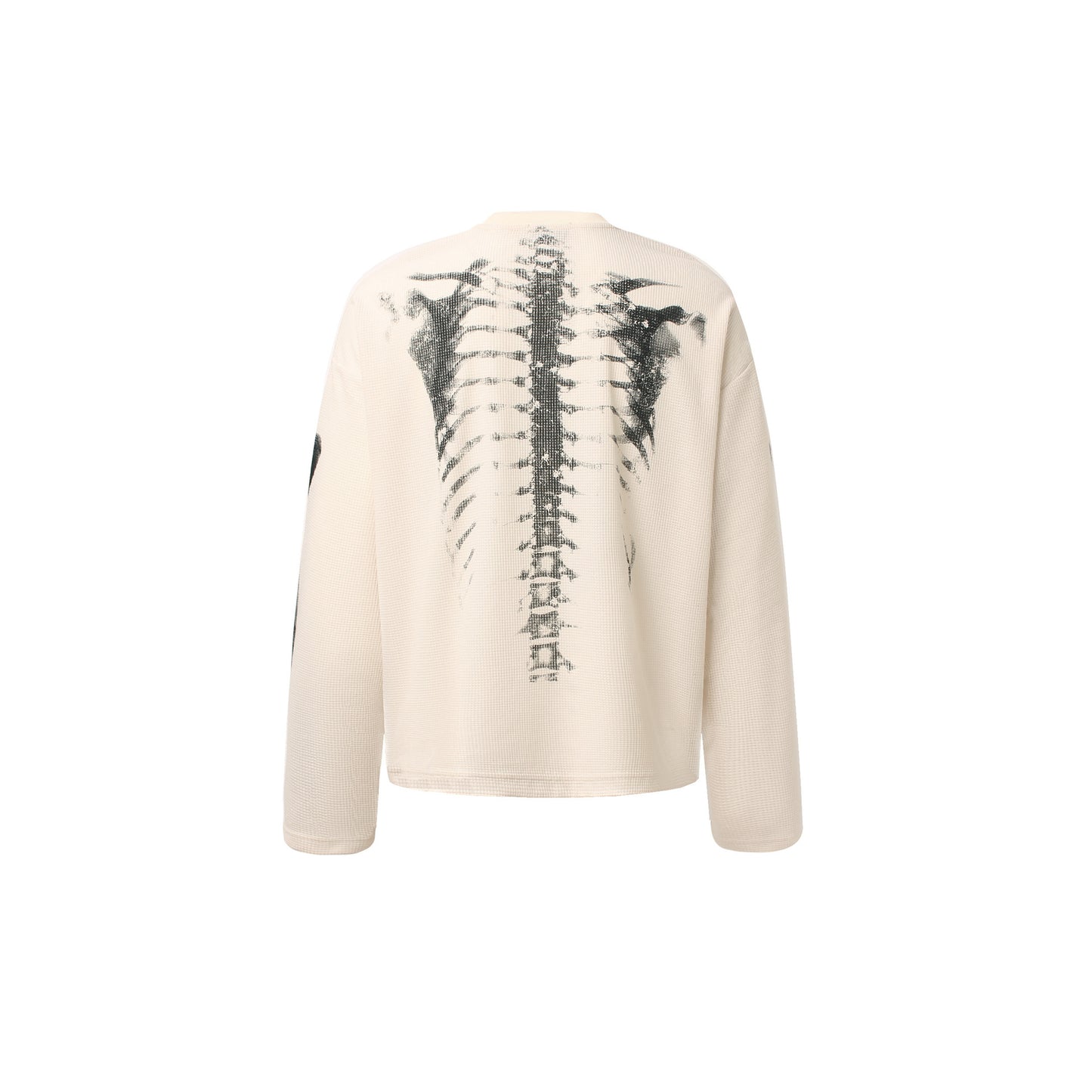 Skeleton Print Waffle Long Sleeve T-Shirt WN25476
