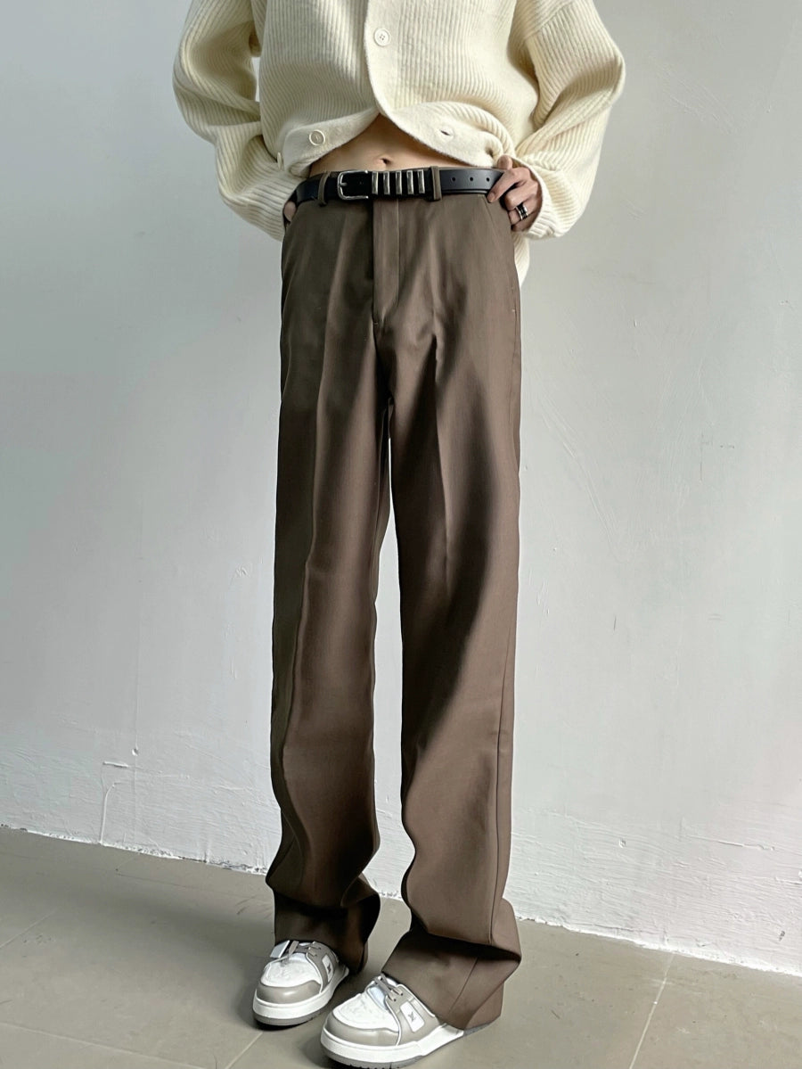 High Waist Center Press Wide-Leg Straight Trousers WN7395