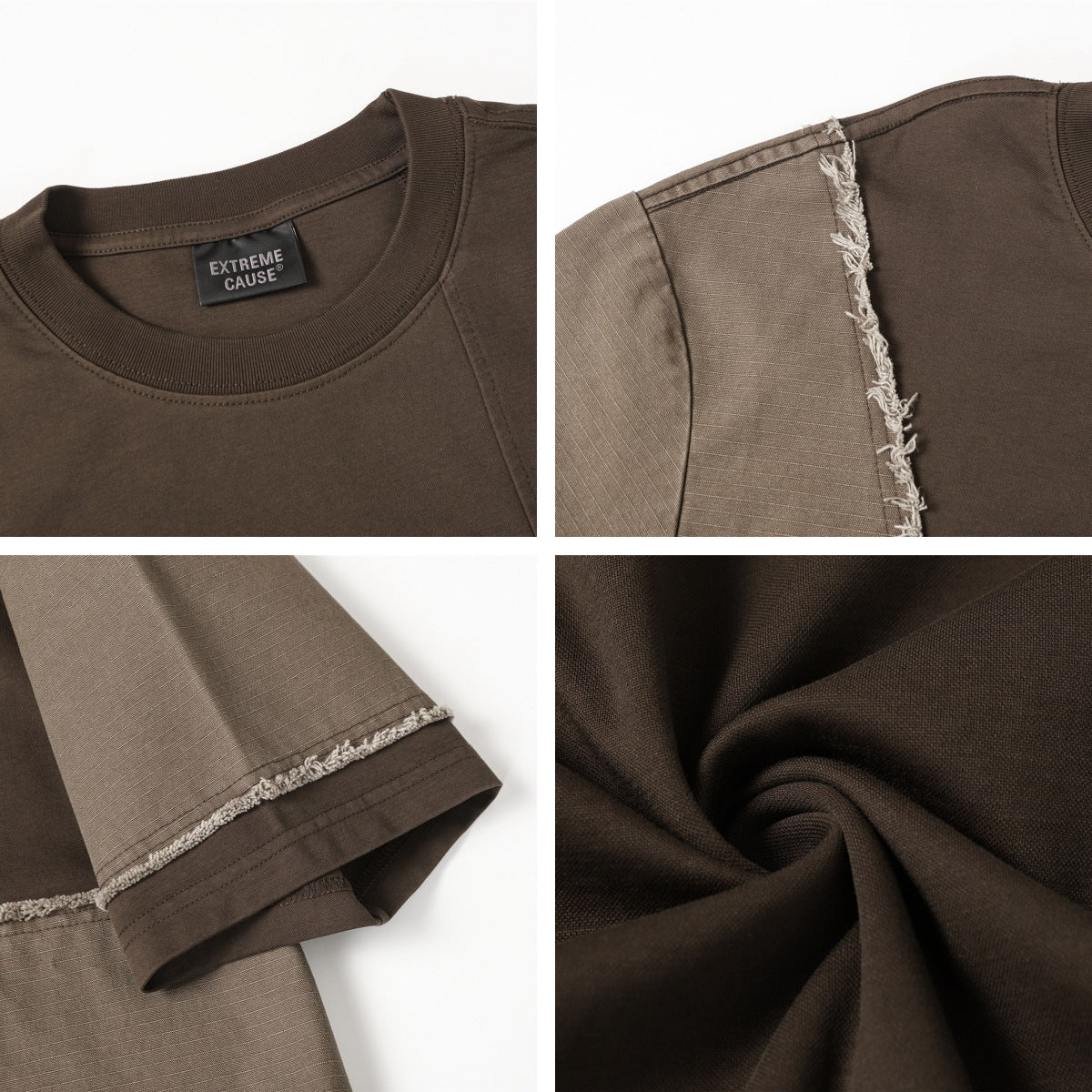 Raw Edge Panel Short Sleeve T-Shirt WN26954