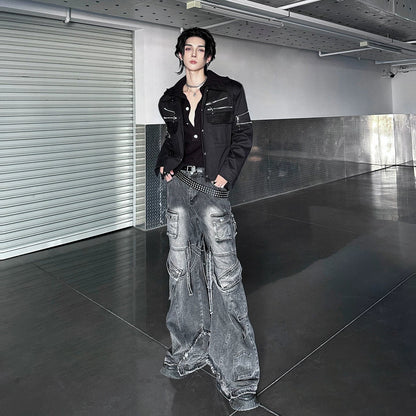 WN25128 Yang Yifan trendy brand belt men's belt jeans belt young man Korean version of men's rivet metal punch new WN25128