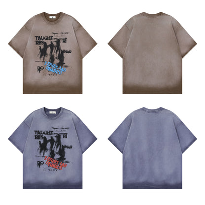 Dark Graffiti Print Short Sleeve T-Shirt WN25467