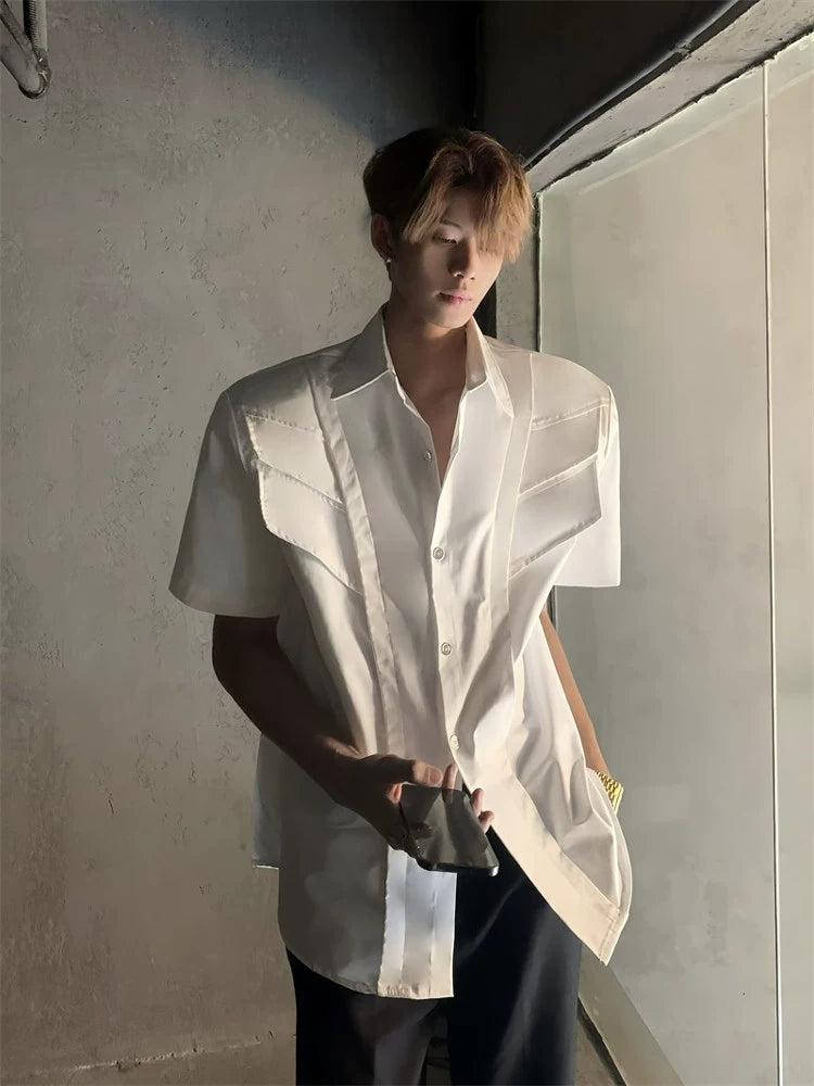 Deconstructed Shoulder-Pad Short Sleeve Shirt WN20060