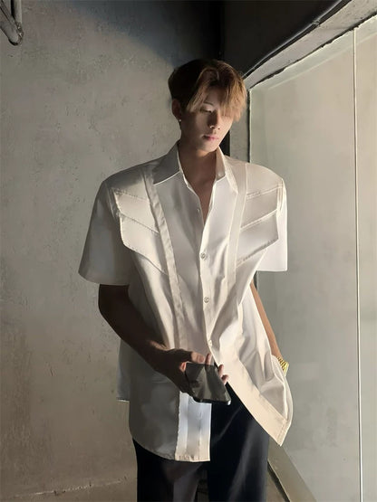 Deconstructed Shoulder-Pad Short Sleeve Shirt WN20060