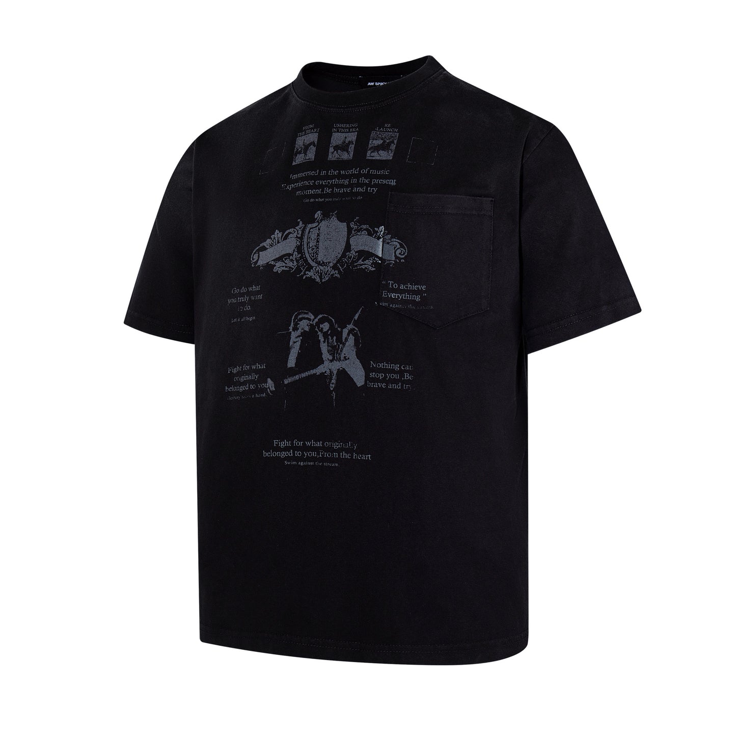 Graphic Print Pocket Design Short Sleeve T-Shirt WN25383