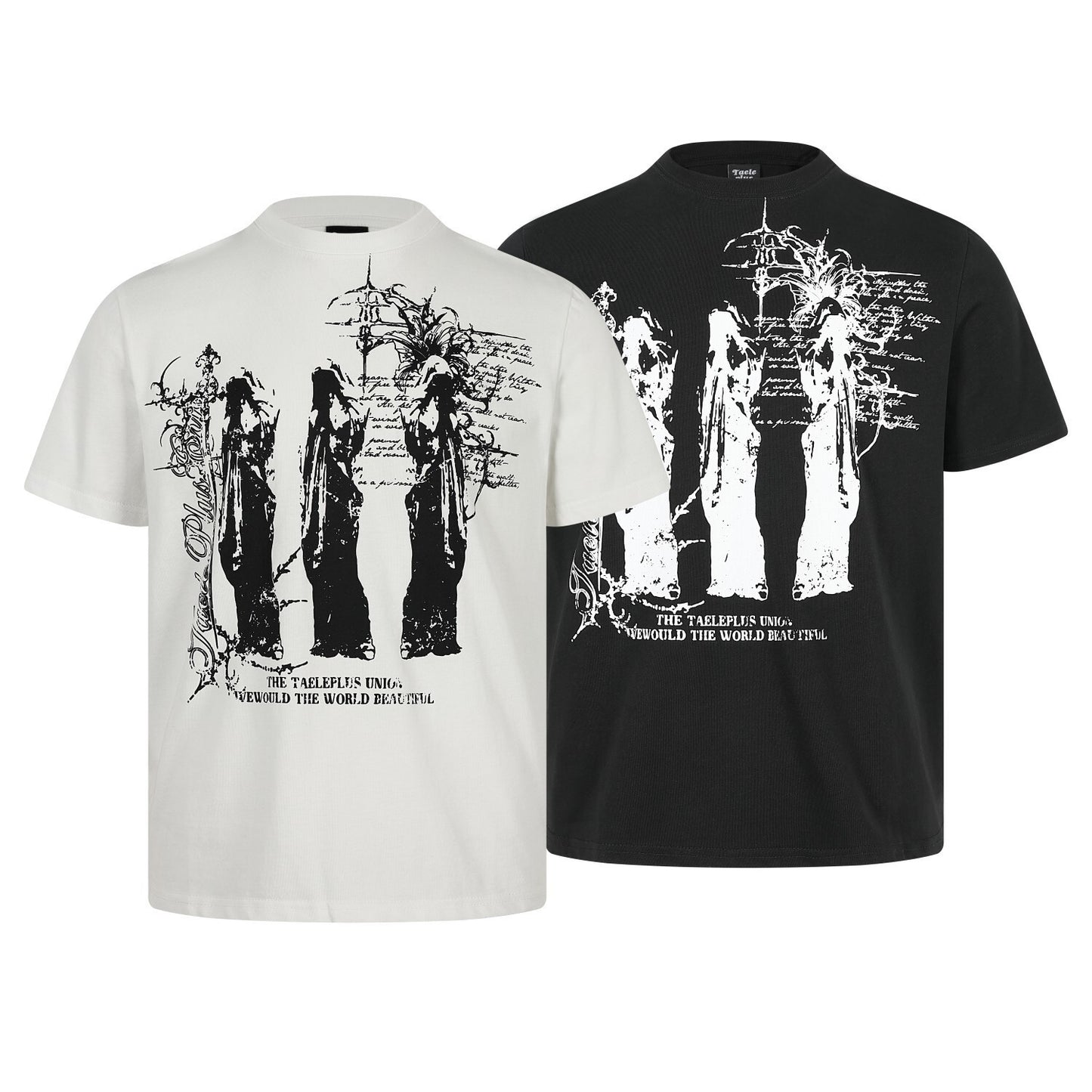 Graffiti Print Cotton Short Sleeve T-Shirt WN25729