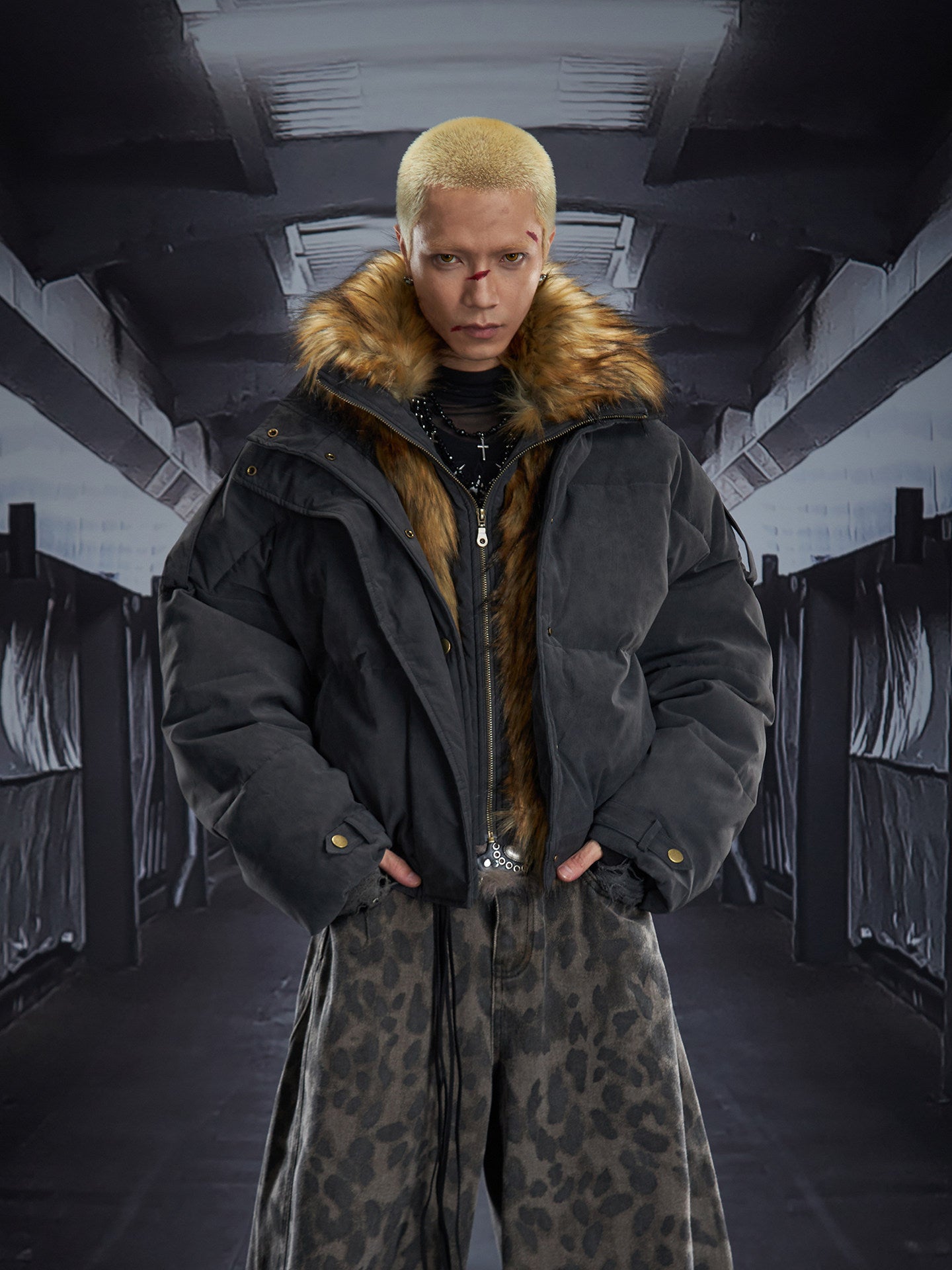 Fake Fur Collar Short Puffer Jacket WN22801