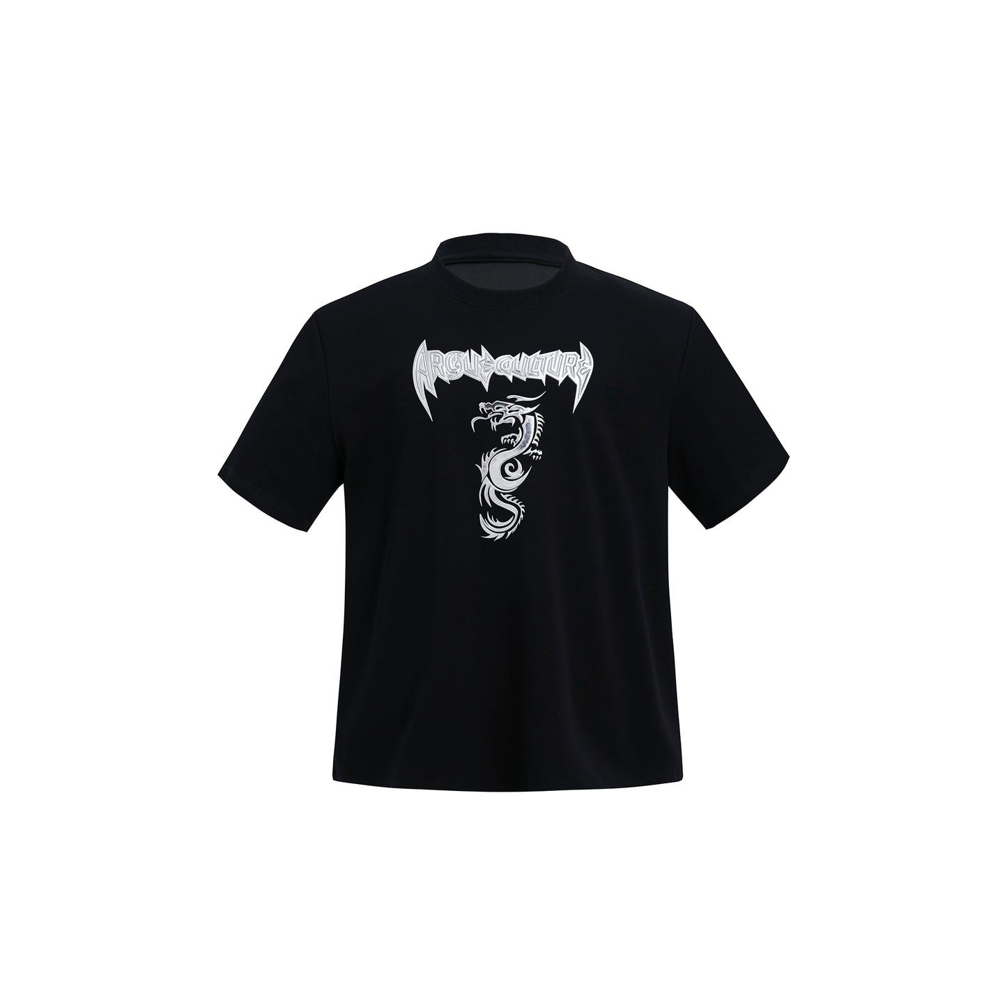 3D Metal Dragon Print Round Neck Short Sleeve T-Shirt WN5600