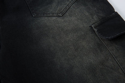 Washed Wide-Leg Cargo Denim Jeans WN12729