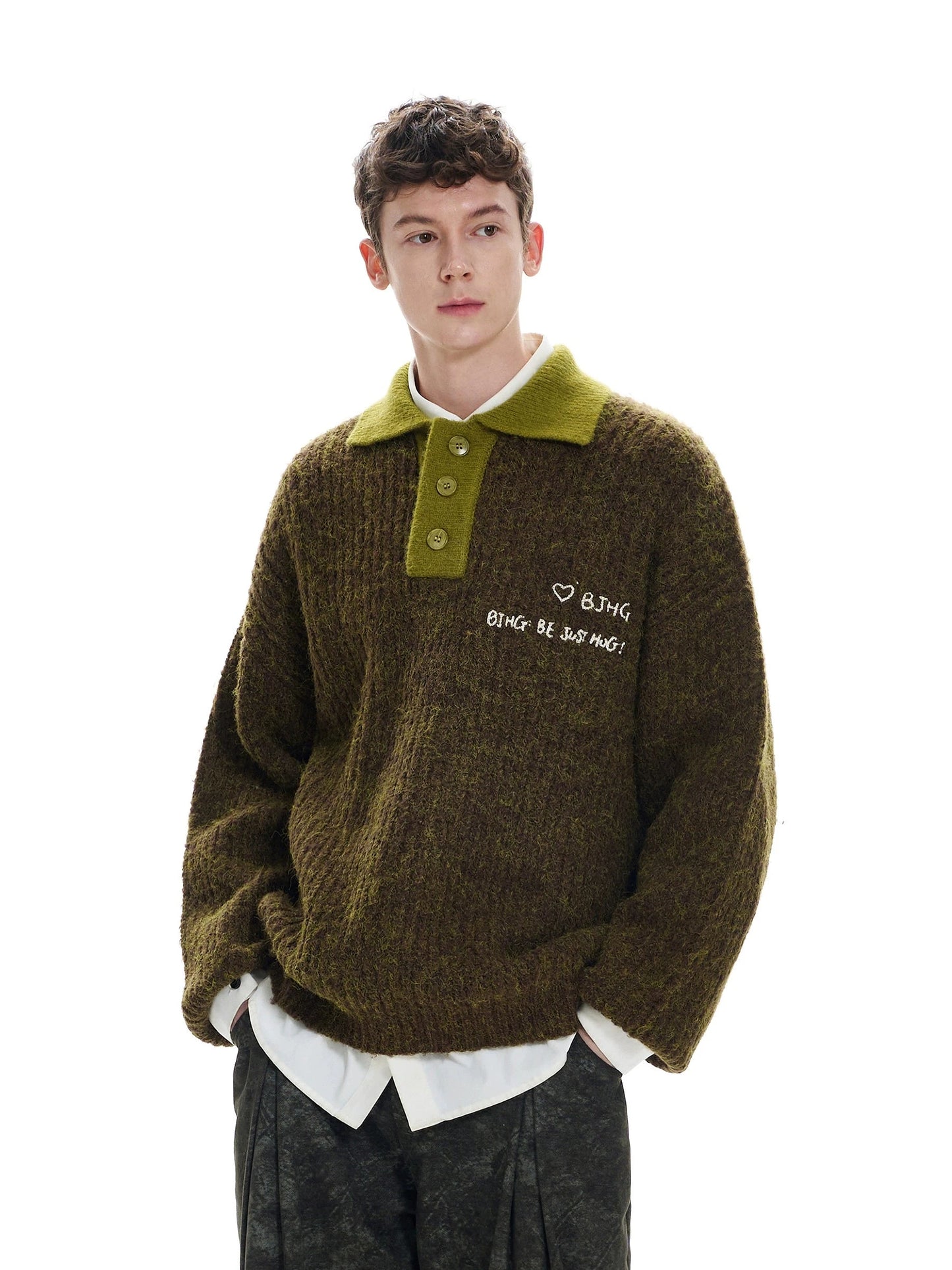 Oversize Polo Knit Sweater WN9817