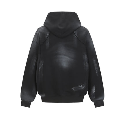 Spray Paint Wash Raw Edge Pullover Hoodie WN25713