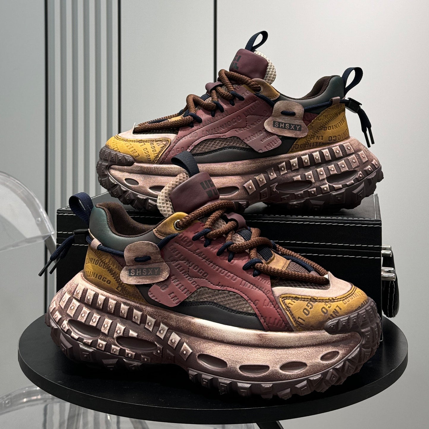 Emboss Rope Thick Sole Dad Sneakers WN24766