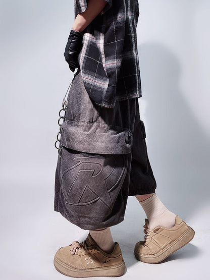 Denim Multi Pocket Wide Leg Cropped Denim Jeans WN24004