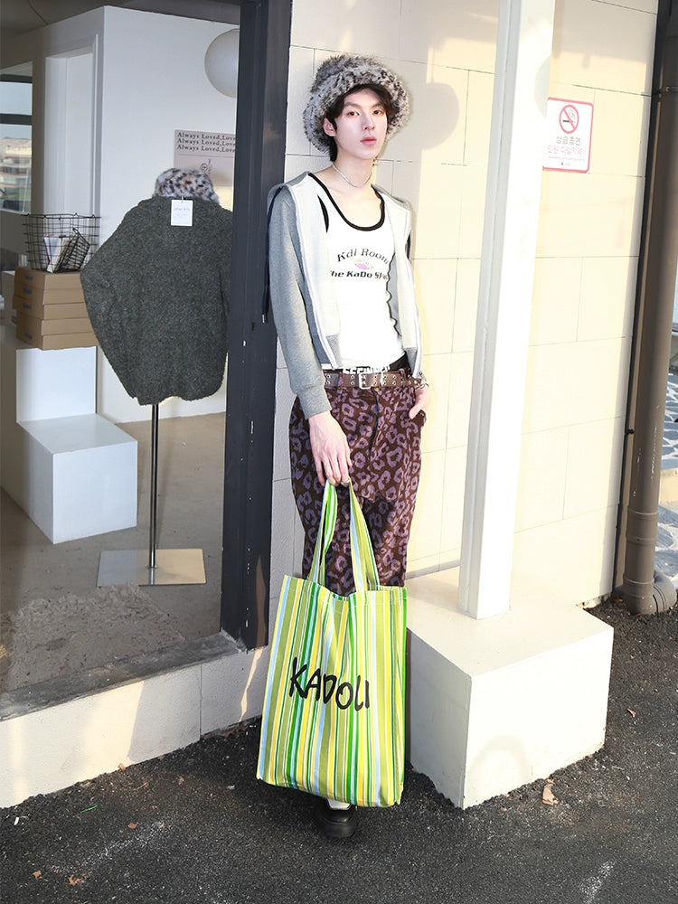 Letter Print Canvas Shoulder Tote Bag WN20204