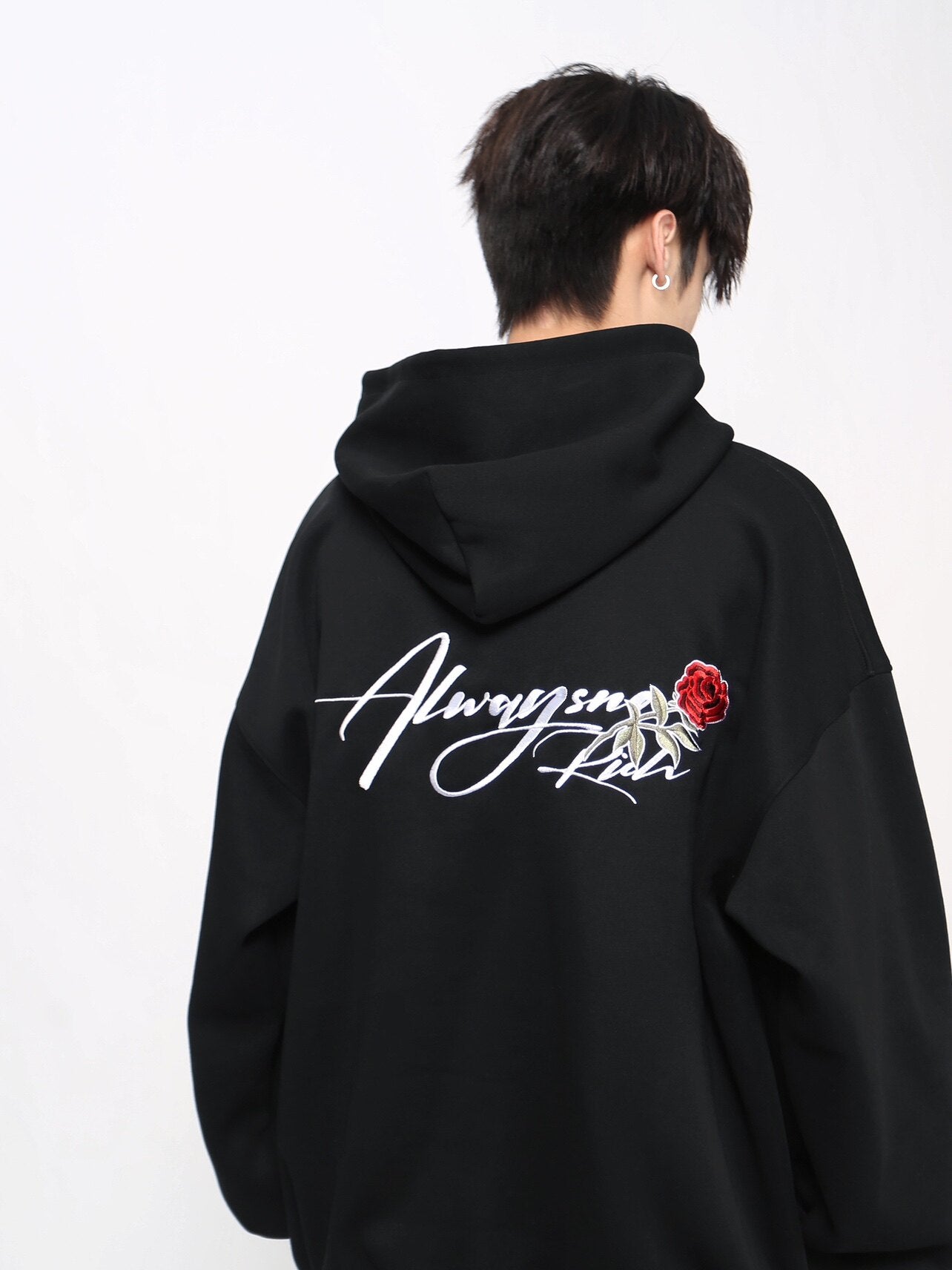 Rose Logo Embroidery Pullover Hoodie WN24477