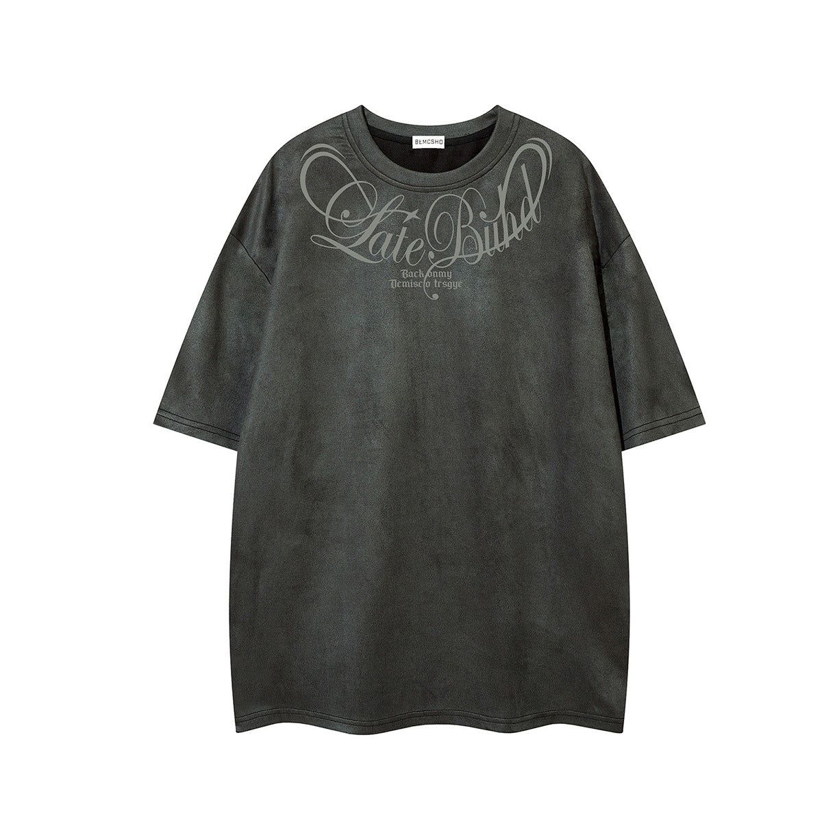 Suede Letter Print Short Sleeve T-Shirt WN25583