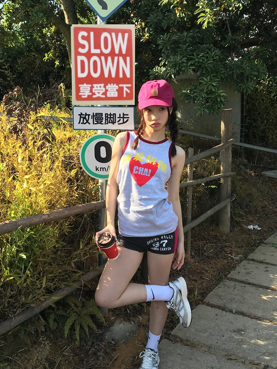 Elastic Slim Print Tank Top WN19055