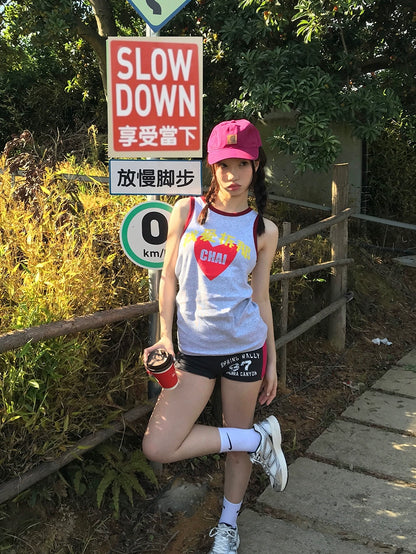 Elastic Slim Print Tank Top WN19055